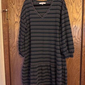 Striped V-Neck Dress